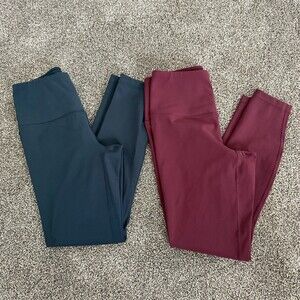 90 Degree by Reflex Leggings Lot of 2 Womens Size S Burgundy Navy High